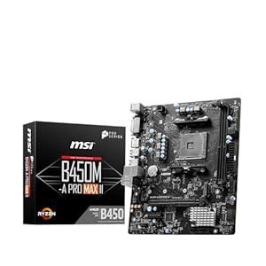 MSI B450M-A Pro Max II Motherboard Supports- Ryzen 5000/4000/3000 Series/G-Series CPUs/DDR4 RAM