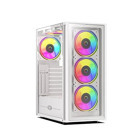 Circle Elegantor M3 Glass Tower Gaming Cabinet - White