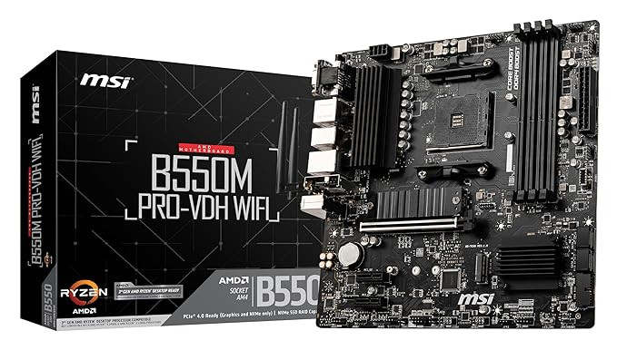 MSI B550M PRO-VDH WIFI Motherboard Supports- Ryzen 5000/4000/3000 Series/G-Series CPUs/DDR4 RAM